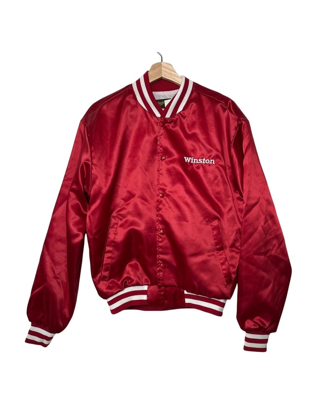 Swingster Vintage Winston Flashpoint Satin Bomber Jacket Embroidered Red USA